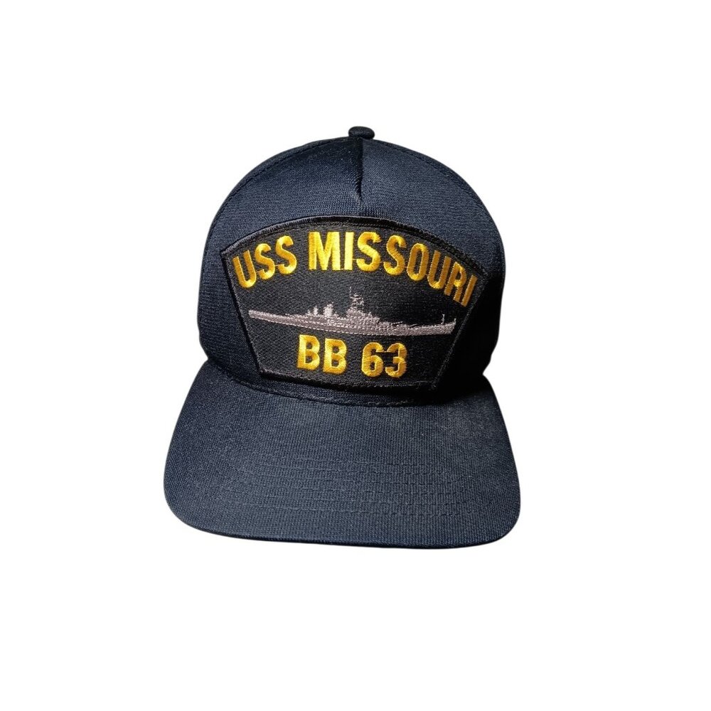 USS Missouri BB-63 Pearl Harbor Embroidered Graphic Dark Blue Navy Hat One Size